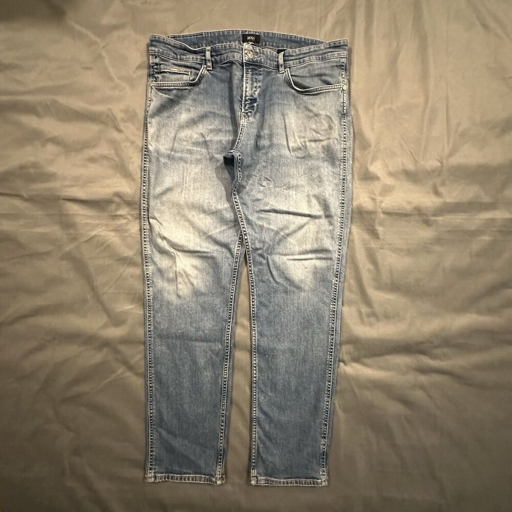Hugo Boss Jeans Stretch Faded Blue Denim Mens 38x32 Slim Casual